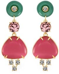 Oscar de la Renta - Cabochon Crystal Drop Earrings - Lyst
