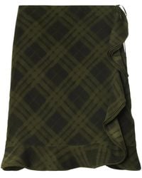 Burberry - Check Silk Wrap Skirt - Lyst