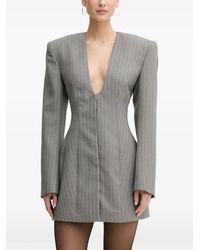 La Mania - Selvie Pinstripe V-Neck Dress - Lyst