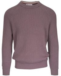 Brunello Cucinelli - Ribbed Crew-Neck Sweater - Lyst