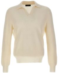 Gran Sasso - Ribbed-Knit Virgin Wool Polo-Collar Sweater - Lyst