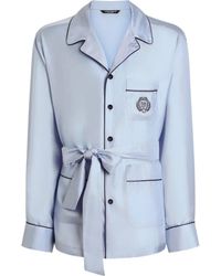 Dolce & Gabbana - Gürtel-Hemd Im Pyjama-Stil Mit Brusttasche - Lyst