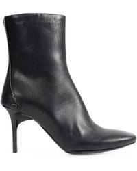 CAPASA MILANO - Pointed-Toe Leather Ankle Boots - Lyst