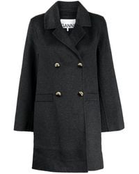 Ganni - Notched-lapels Double-breasted Coat - Lyst
