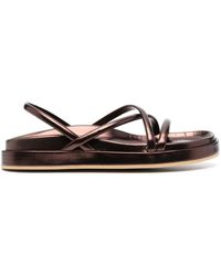 P.A.R.O.S.H. - Metallic-effect Leather Sandals - Lyst