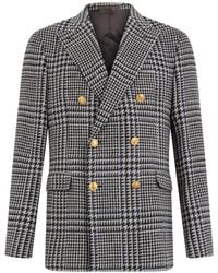 Slowear - Prince Of Wales Check Double-Breasted Blazer - Lyst