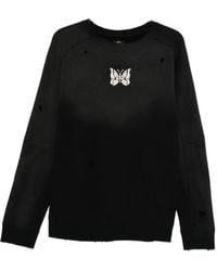 Needles - Butterfly-print Distressed-effect Sweatshirt - Lyst