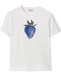 Burberry - T-shirt en coton à ornements en cristal - Lyst
