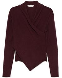 Alberta Ferretti - Asymmetric Draped Wool Top - Lyst