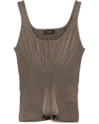 Mugler - Ribbed Square-Neck Top - Lyst