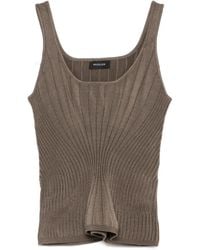 Mugler - Ribbed Square-Neck Top - Lyst