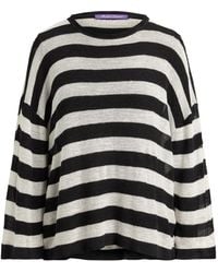 Ralph Lauren - Striped Silk-Linen Crewneck Jumper - Lyst