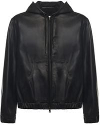Giuliano Galiano - Ohio Hooded Zip-Up Leather Jacket - Lyst