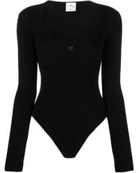 Courreges - Gerippter Body Mit Logo-Stickerei - Lyst