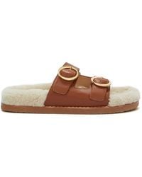 Odissi - Yuki Buckle Strap Leather Flat Sandals - Lyst