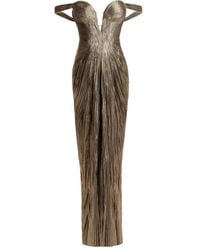 Maria Lucia Hohan - Pleated Off-Shoulder Maxi Dress - Lyst