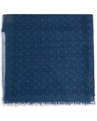 Ferragamo - Gancini-Print Frayed Scarf - Lyst