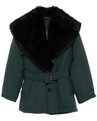 Chloé - Mantel Mit Abnehmbarem Kragen Aus Faux Shearling - Lyst