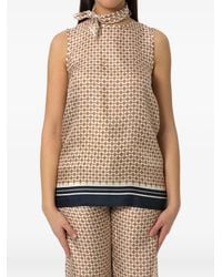Max Mara - Geometric-Print Silk Top - Lyst