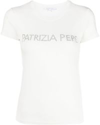 Patrizia Pepe - T-Shirt mit Strass-Logo - Lyst