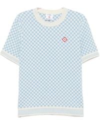 CASABLANCA - Checkerboard-Knit Logo-Patch T-Shirt - Lyst