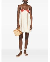 FARM Rio Macaw Cross Stitch Embroidered Mini Dress in White | Lyst