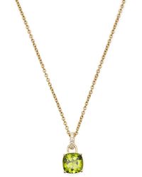 Kiki McDonough 18kt Yellow Gold Cushion Peridot And Diamond Necklace - Green