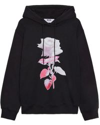 MSGM - Rose-Print Hoodie - Lyst