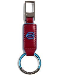 Piquadro - Carabiner Leather Keychain - Lyst