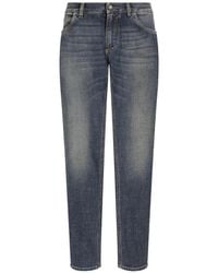Dolce & Gabbana - Logo-Plaque Slim-Cut Jeans - Lyst