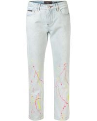 Philipp Plein - Jeans Dritti Con Effetto Vernice - Lyst