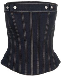 McQueen - Denim Bustier Top - Lyst