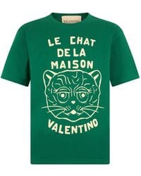 Valentino Garavani - Cotton T-Shirt With Le Chat De La Maison Print - Lyst