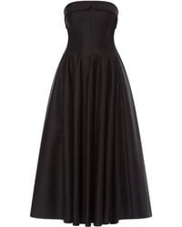 Alberta Ferretti - Strapless Pleated Midi Dress - Lyst
