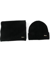 Borsalino - Geripptes Beanie-Set mit Logo-Stickerei - Lyst