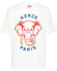 KENZO - T-shirt en coton à imprimé éléphant - Lyst
