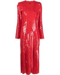 Ganni - Lace-embellished Sequinned Gown - Lyst
