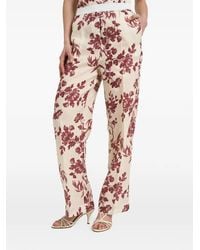 Semicouture - Floral-Print Straight-Leg Trousers - Lyst