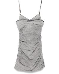 Elisabetta Franchi - Shoulder-Straps Denim Mini Dress - Lyst