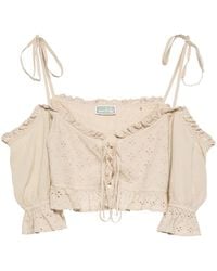 Guess - Top Corto Con Bordado Inglés - Lyst
