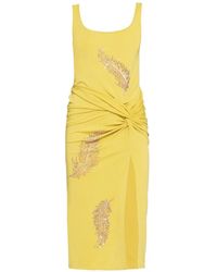 Des Phemmes - Robe Mi-Longue Ornée De Plumes Et Perles - Lyst