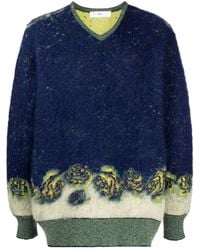 Toga - V-neck Patterned Intarsia-knit Sweater - Lyst