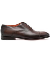 Santoni - Almond-Toe Leather Oxford Shoes - Lyst