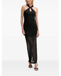 Guess - Halter-Neck Open-Knit Maxi Dress - Lyst