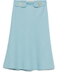Valentino Garavani - V-Detail A-Line Midi Skirt - Lyst