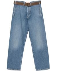 Plan C - Straight-Leg Belted Jeans - Lyst