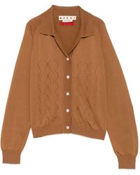 Marni - Logo-Embroidered Pointelle-Knit Cardigan - Lyst