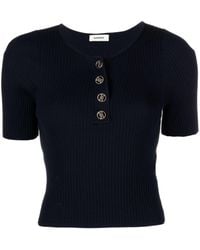 Sandro - Ribbed-knit Button-up Top - Lyst