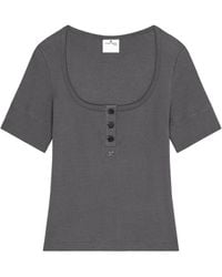 Courreges - Buttoned Ribbed T-Shirt - Lyst
