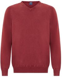 Fedeli - Pull En Maille Fine À Col V - Lyst